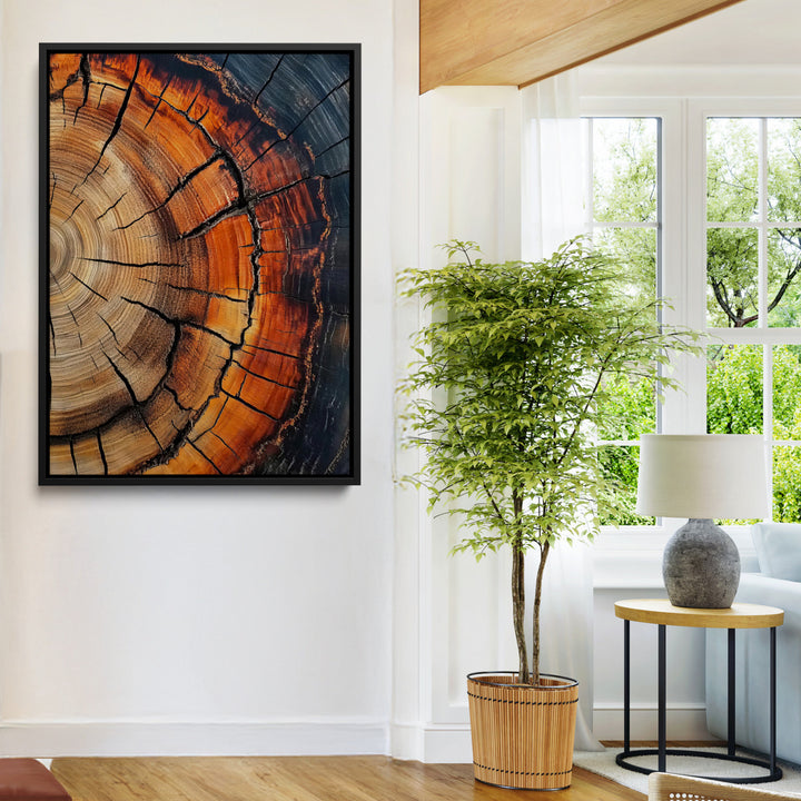 Wood Texture Wall Art Canvas Print, Framed Rustic Nature Art Picture Print, Earthy Tones Perfect Modern Rustic Decor Artwork
