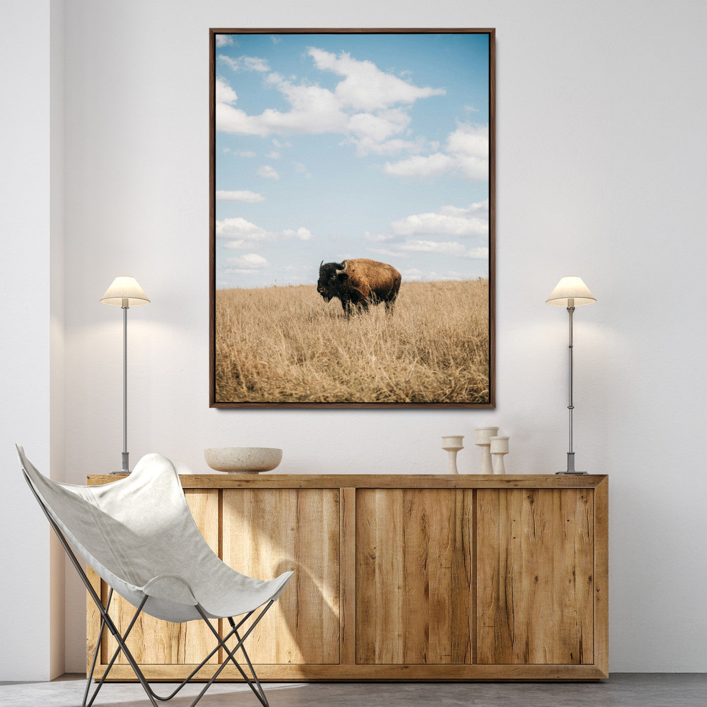 Bison Photography Wall Art Canvas Print: Framed Western Landscape Art