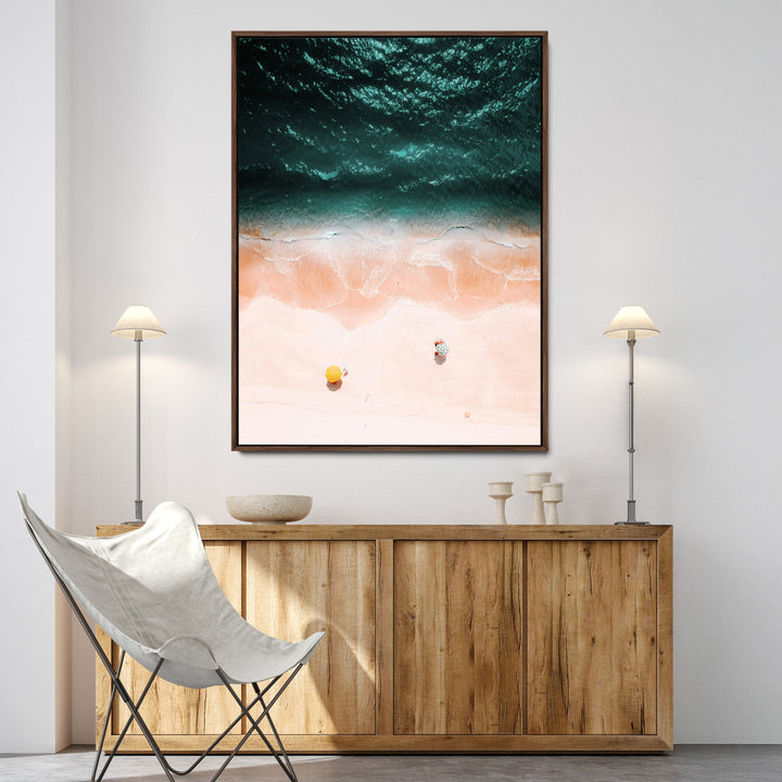 Tropical Relaxation Wall Art Canvas Print, Framed Coastal Vibes Art Picture Print, Ocean Aesthetic Coastal Minimalist Art Wall Decor Artwork