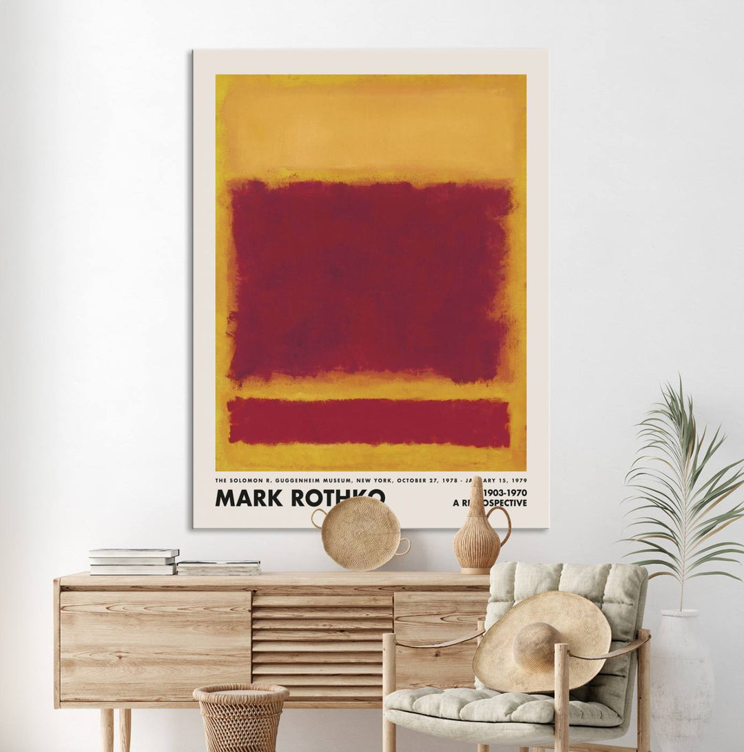 The Mark Rothko Canvas Wall Art Print features an iconic abstract expressionist design that adds a touch of elegance to any space. This art print embodies sophistication, seamlessly enhancing your wall art collection in any living room, office, or bedroom.