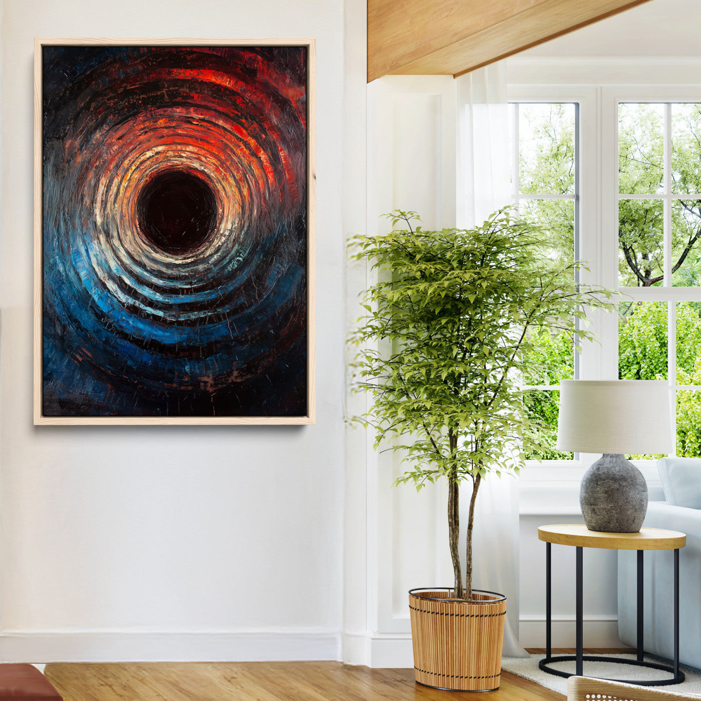 Wood Vortex Wall Art Canvas Print, Framed Abstract Swirl Art Picture Print, Wood Tree Texture Perfect Modern Decor, Framed Wood Vortex, Wood