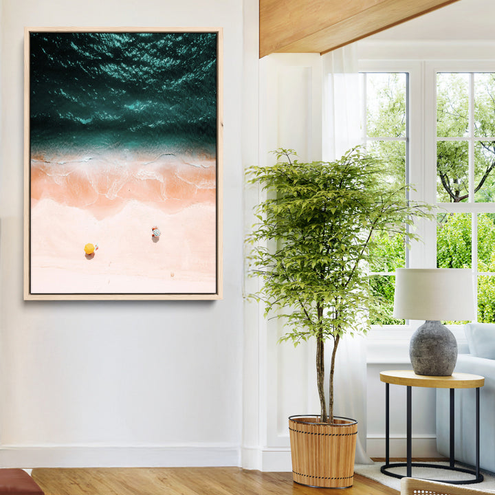 Tropical Relaxation Wall Art Canvas Print, Framed Coastal Vibes Art Picture Print, Ocean Aesthetic Coastal Minimalist Art Wall Decor Artwork