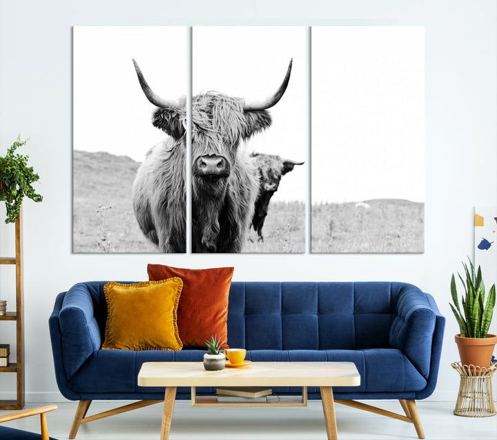 Magnifique art mural sur toile de vache des Highlands