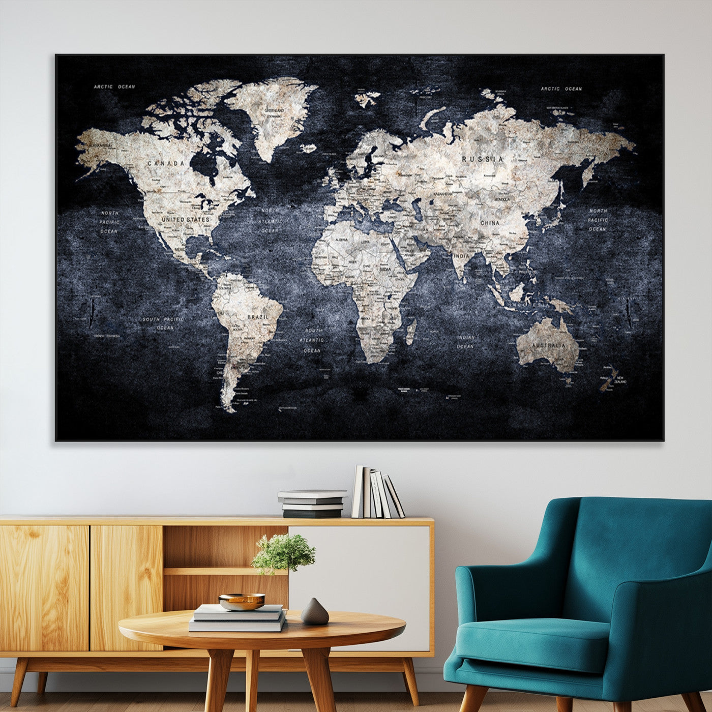 SEG-FC-51X34_Oversize - World Map Wall Art Canvas Print for Home and Office Decor