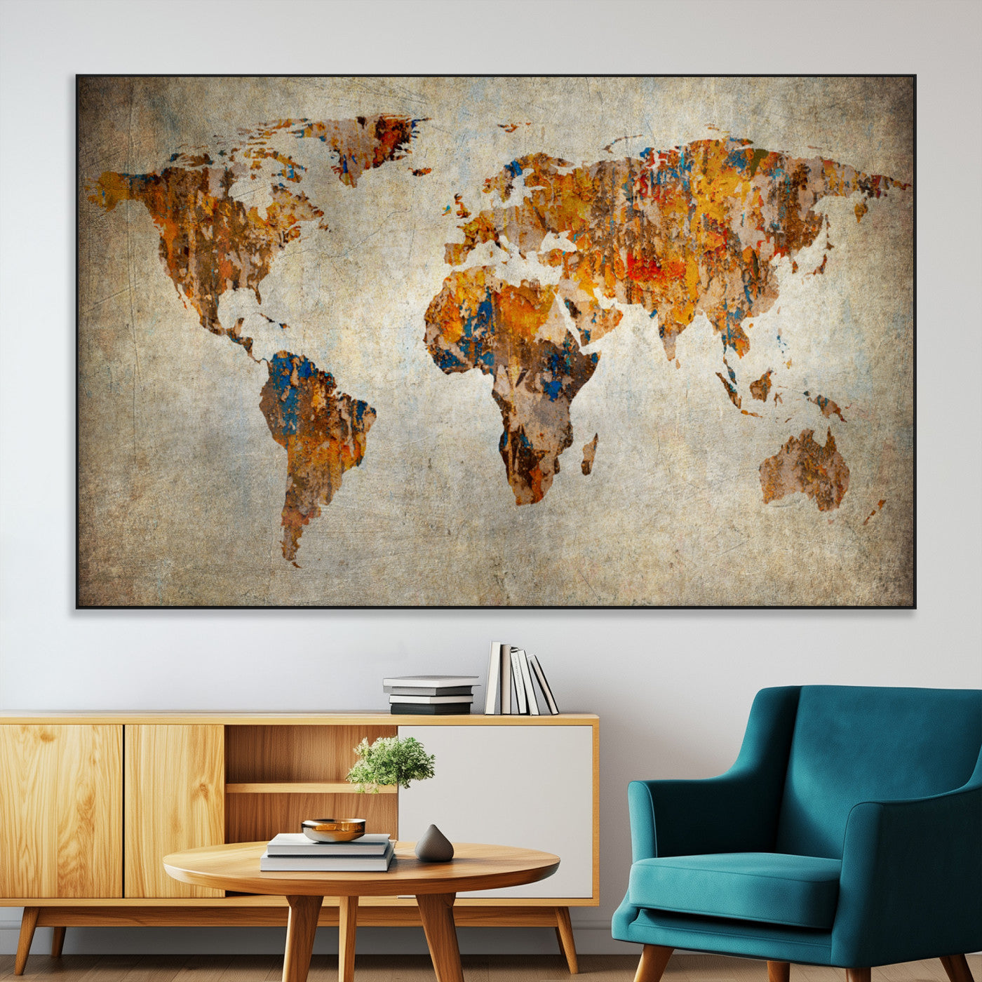 SEG-FC-51X34_Oversize - Push Pin World Map Canvas Print – Framed Wall Art for Couples to Track Their Travels – Anniversary