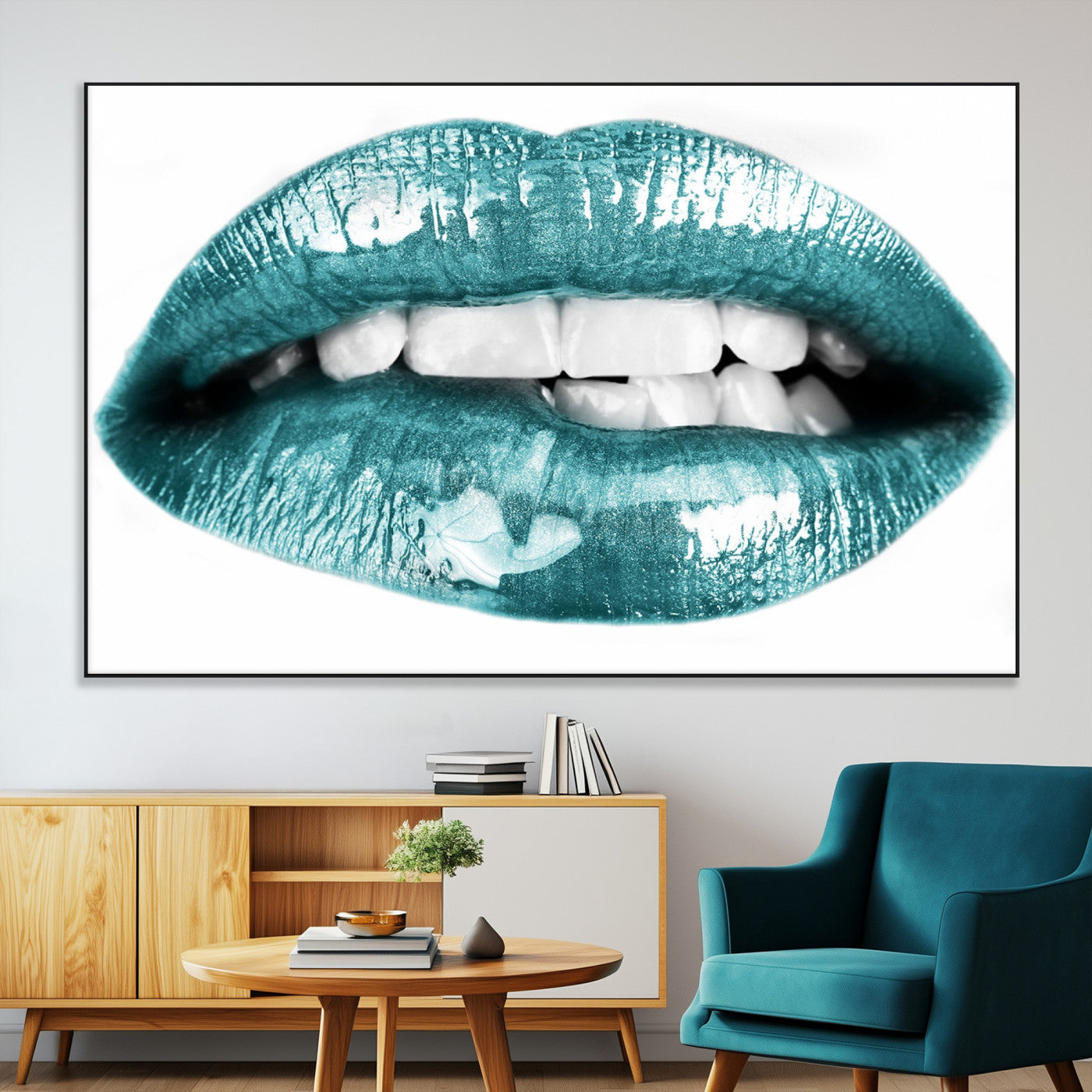 SEG-FC-51X34_Oversize - Blue Lips Wall Art Canvas Print