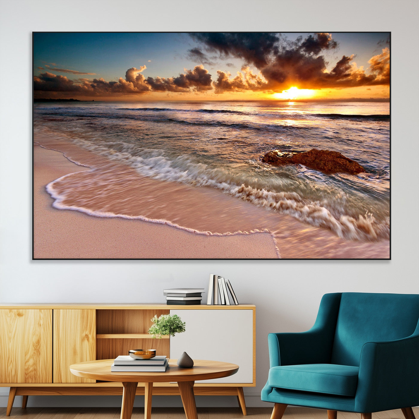 SEG-FC-51X34_Oversize - Sunset on Ocean Wall Art Canvas Print
