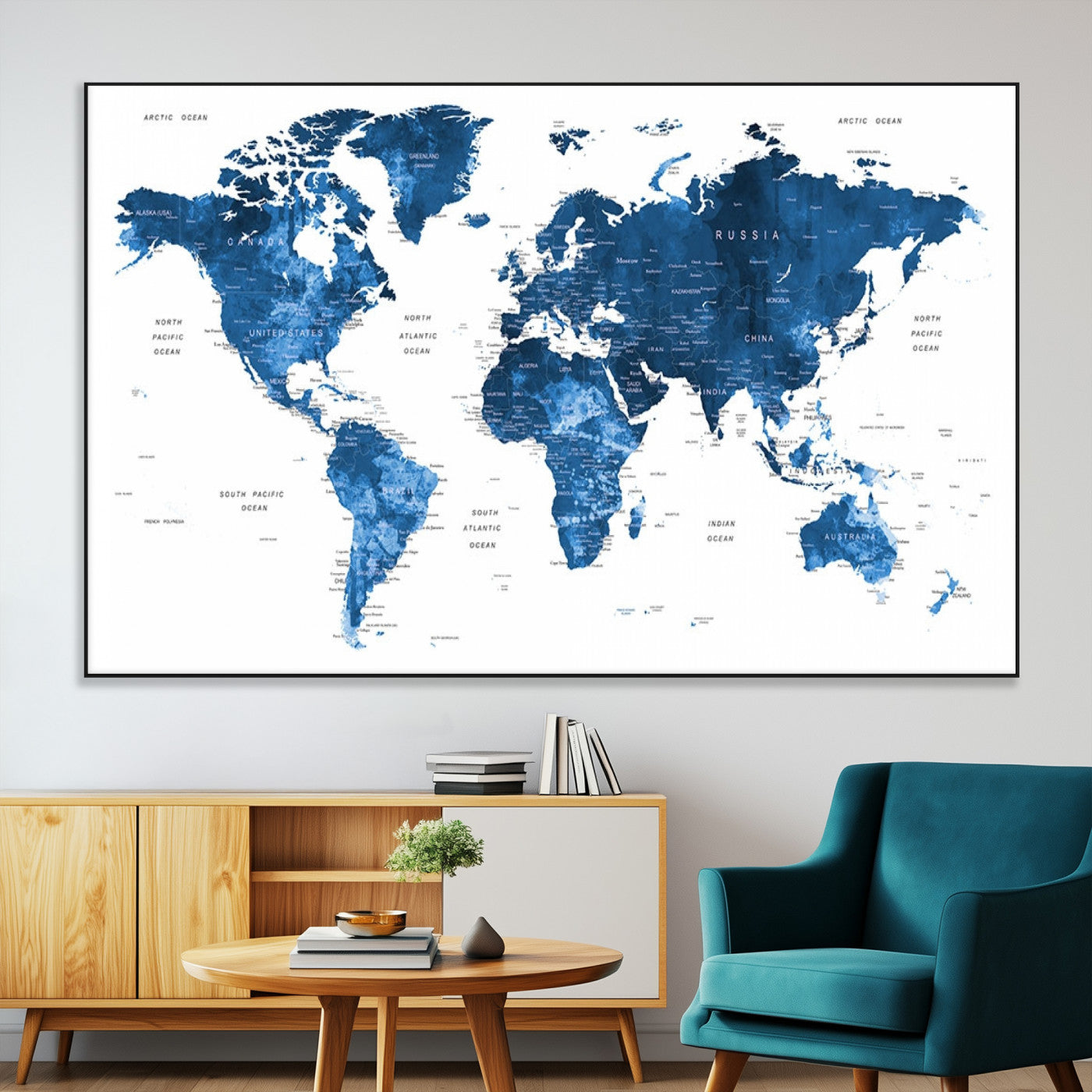 SEG-FC-51X34_Oversize - Push Pin World Map Canvas Print – Framed Wall Art for Couples to Track Their Travels – Anniversary