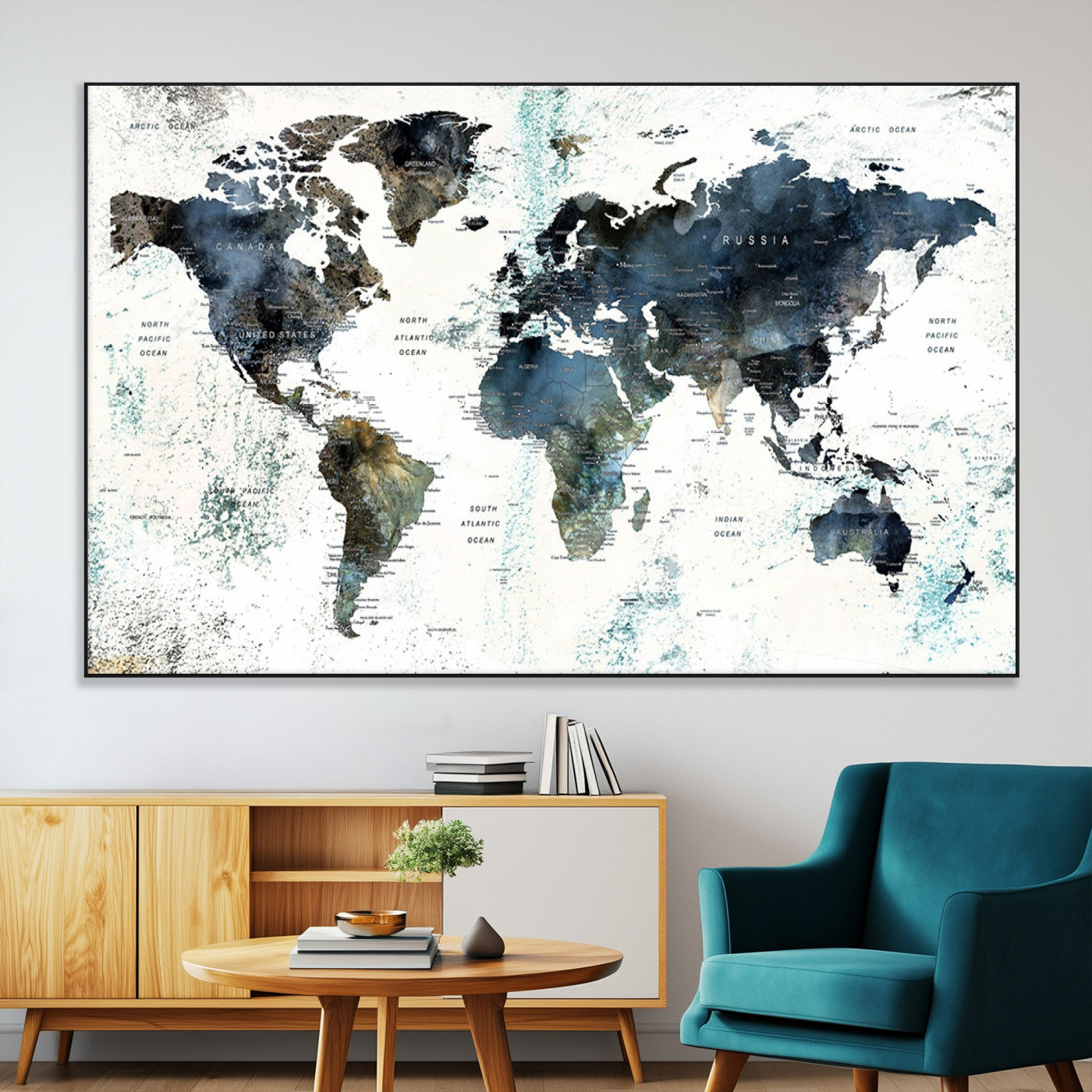 SEG-FC-51X34_Oversize - Push Pin World Map Canvas Print – Framed Wall Art for Couples to Track Their Travels – Anniversary