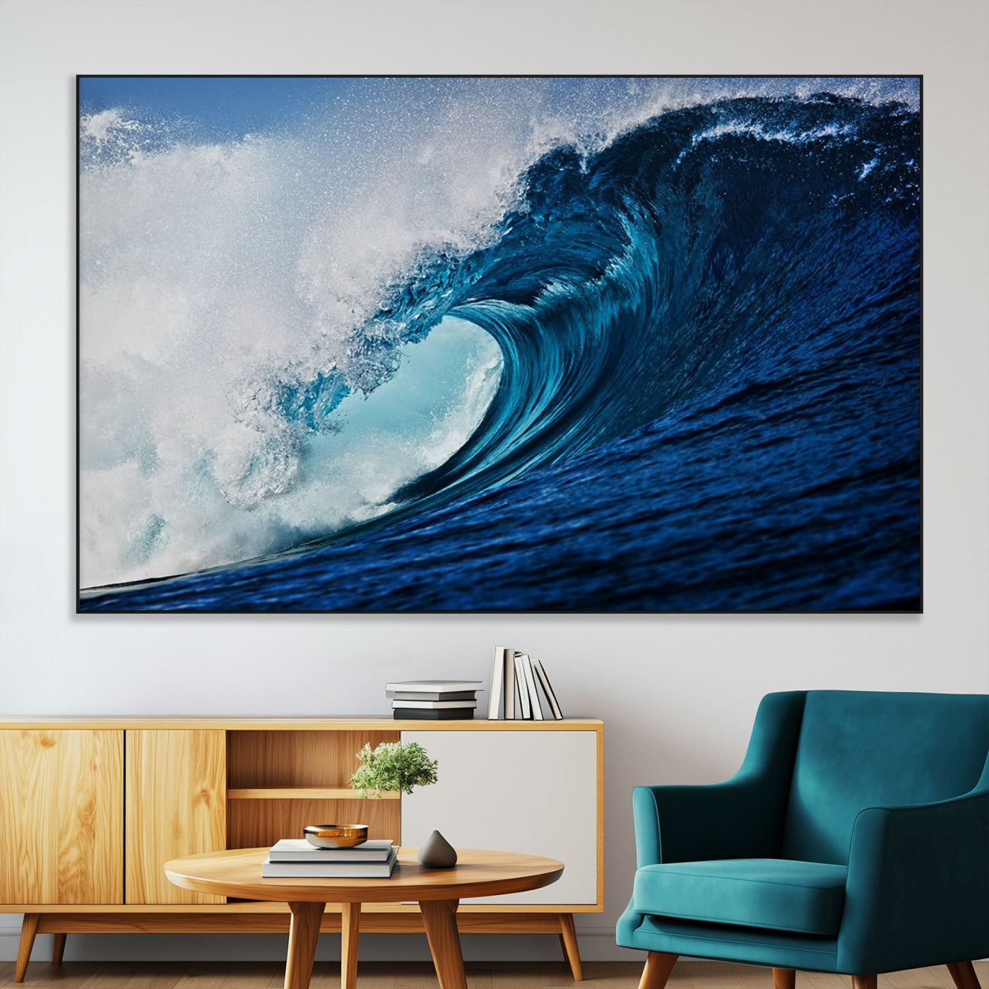 SEG-FC-51X34_Oversize - Ocean Wave at Sunset Canvas Art, Large Wall Print of Vibrant Water Waves, Coastal Art for Living