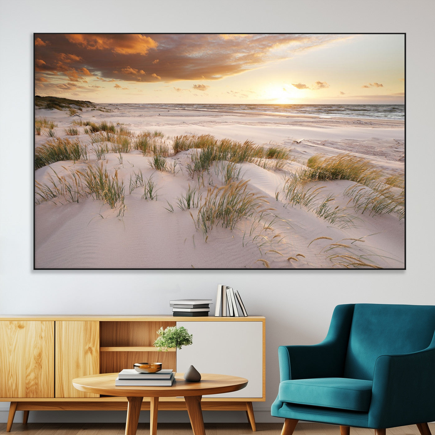 SEG-FC-51X34_Oversize - Flight Over Coastal Beach Landscape, Flight Over Coastal Beach Print Canvas Wall Art