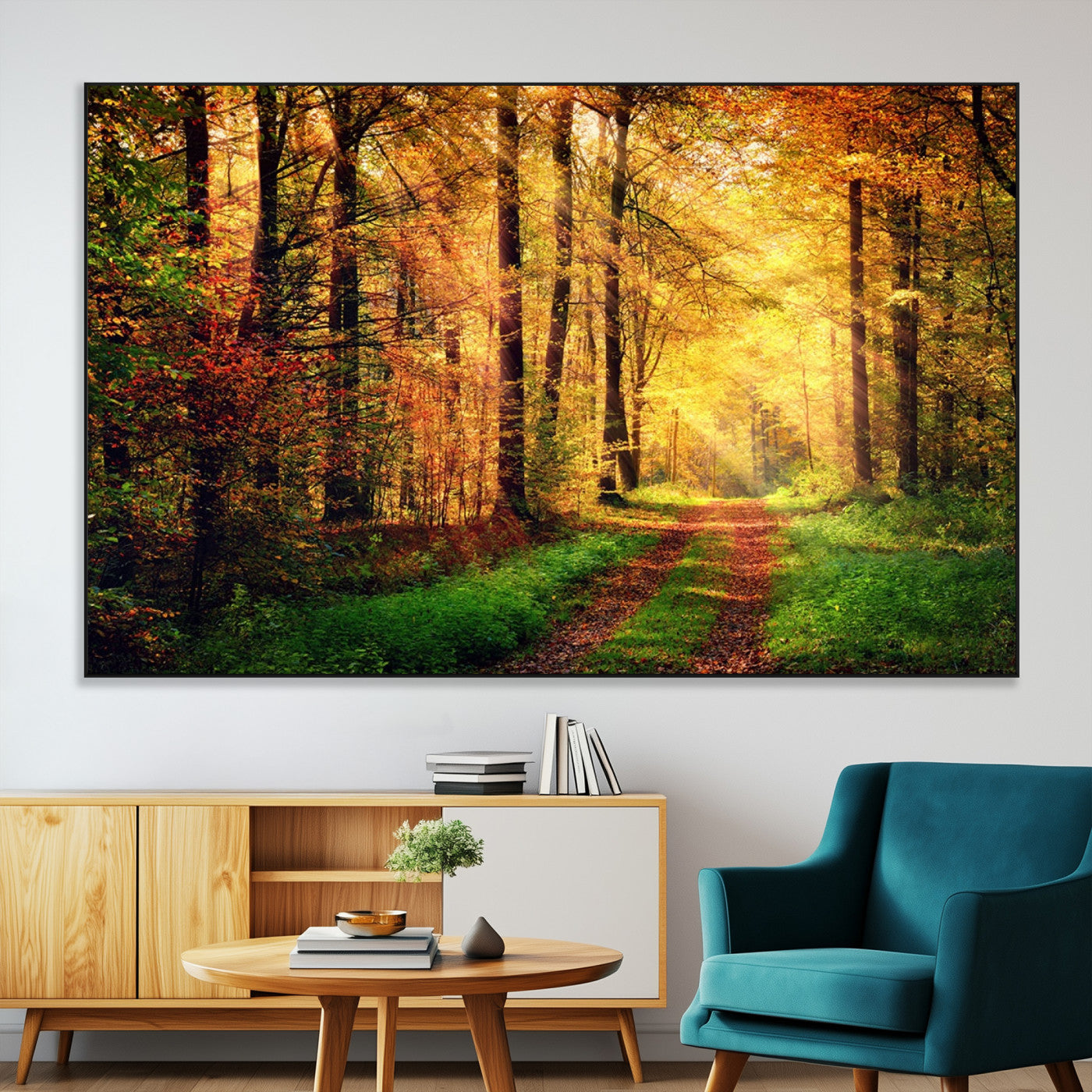 SEG-FC-51X34_Oversize - Forest Fall Wall Art Print - Sunlight Through Trees Wall Art Canvas Print