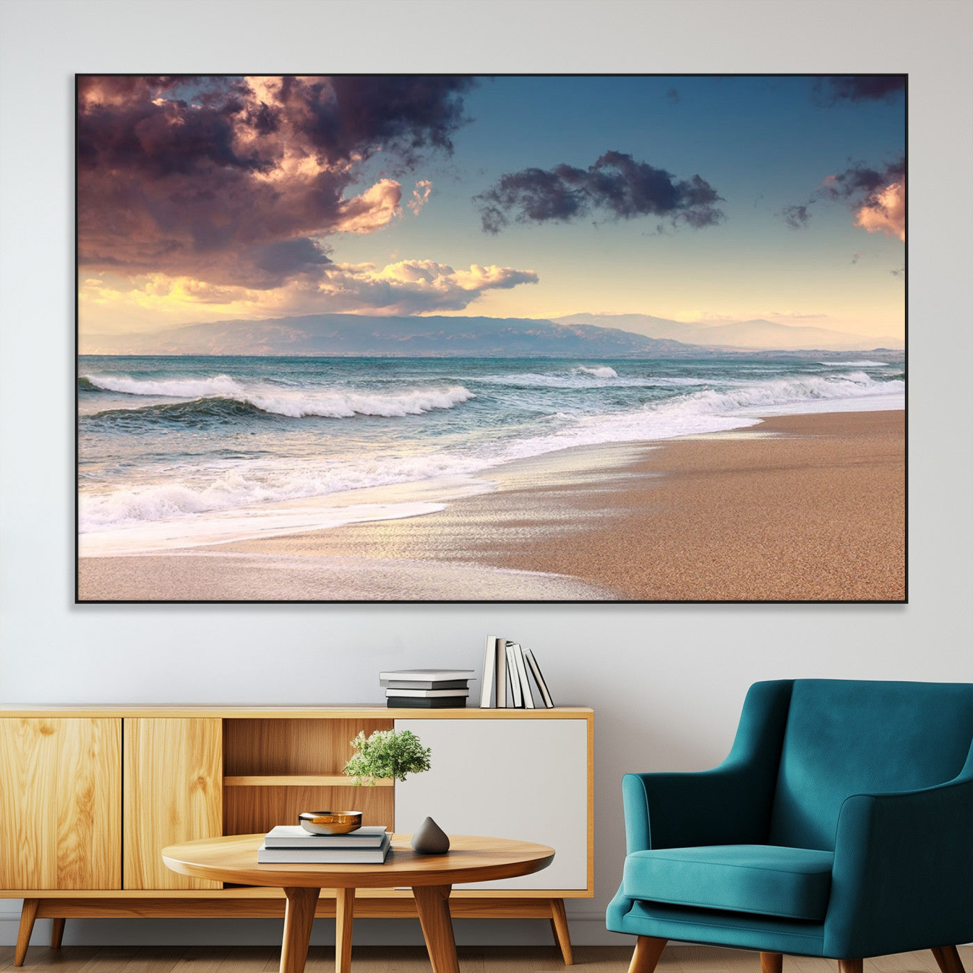 SEG-FC-51X34_Oversize - Cloudy Weather Beach Sunset Canvas Print | Sunrise Wall Art Canvas Print