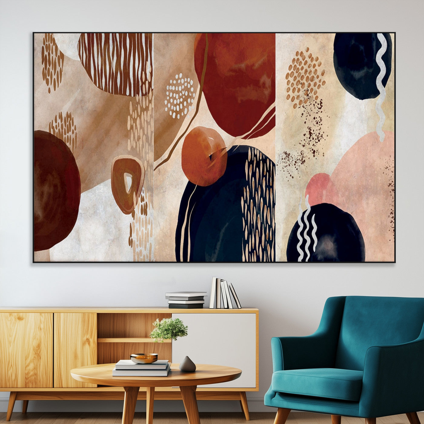 SEG-FC-51X34_Oversize - Boho Wall Art Canvas Print Set Mid-Century Prints Bohemian Wall Artwork Prints Boho Neutral