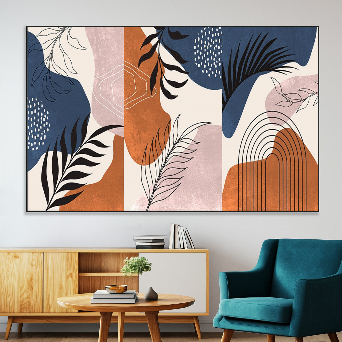 SEG-FC-51X34_Oversize - Boho Wall Art Canvas Print Set Mid-Century Prints Bohemian Wall Artwork Prints Boho Neutral,