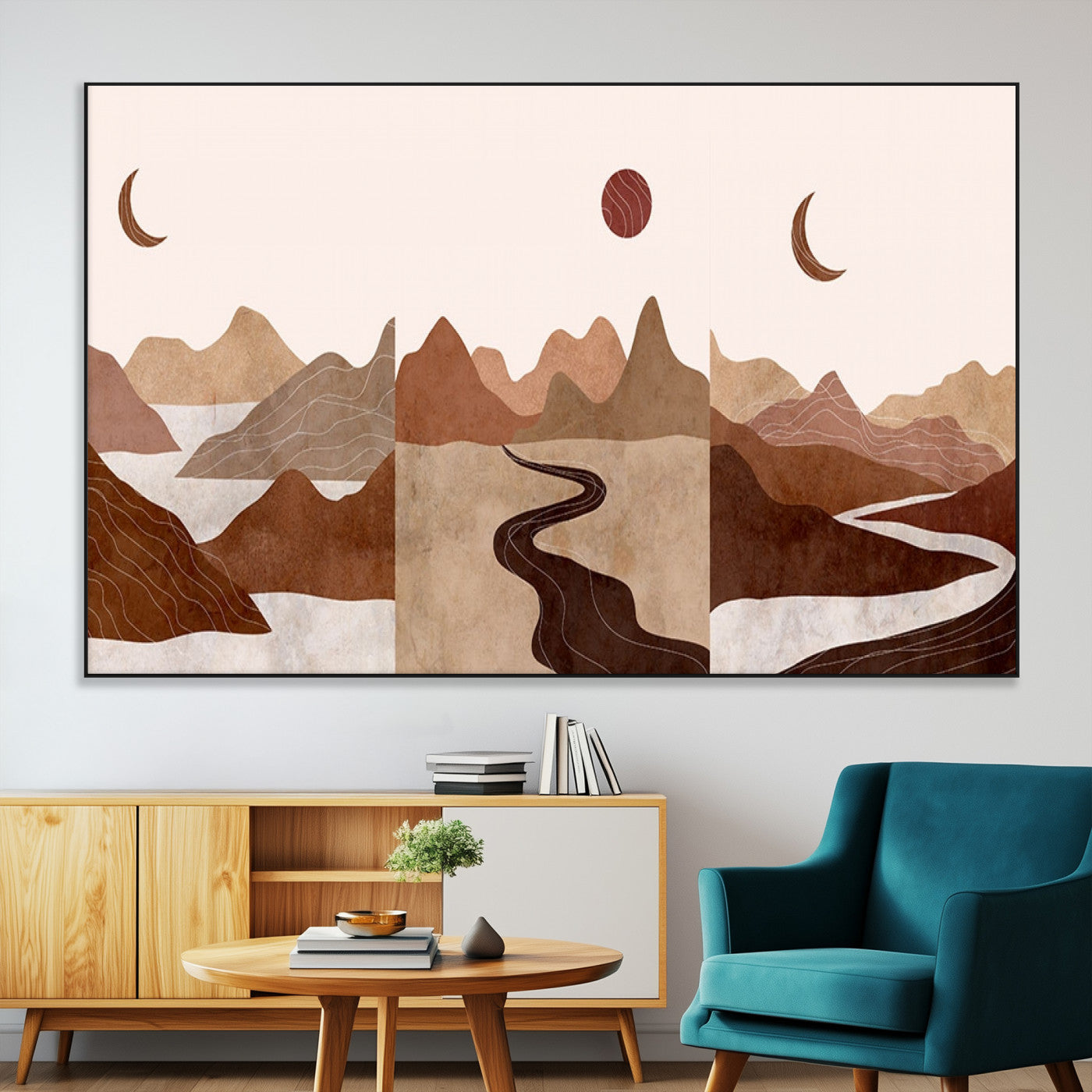 SEG-FC-51X34_Oversize - Boho Wall Art Canvas Print Set Mid-Century Prints Bohemian Wall Artwork Prints Boho Neutral