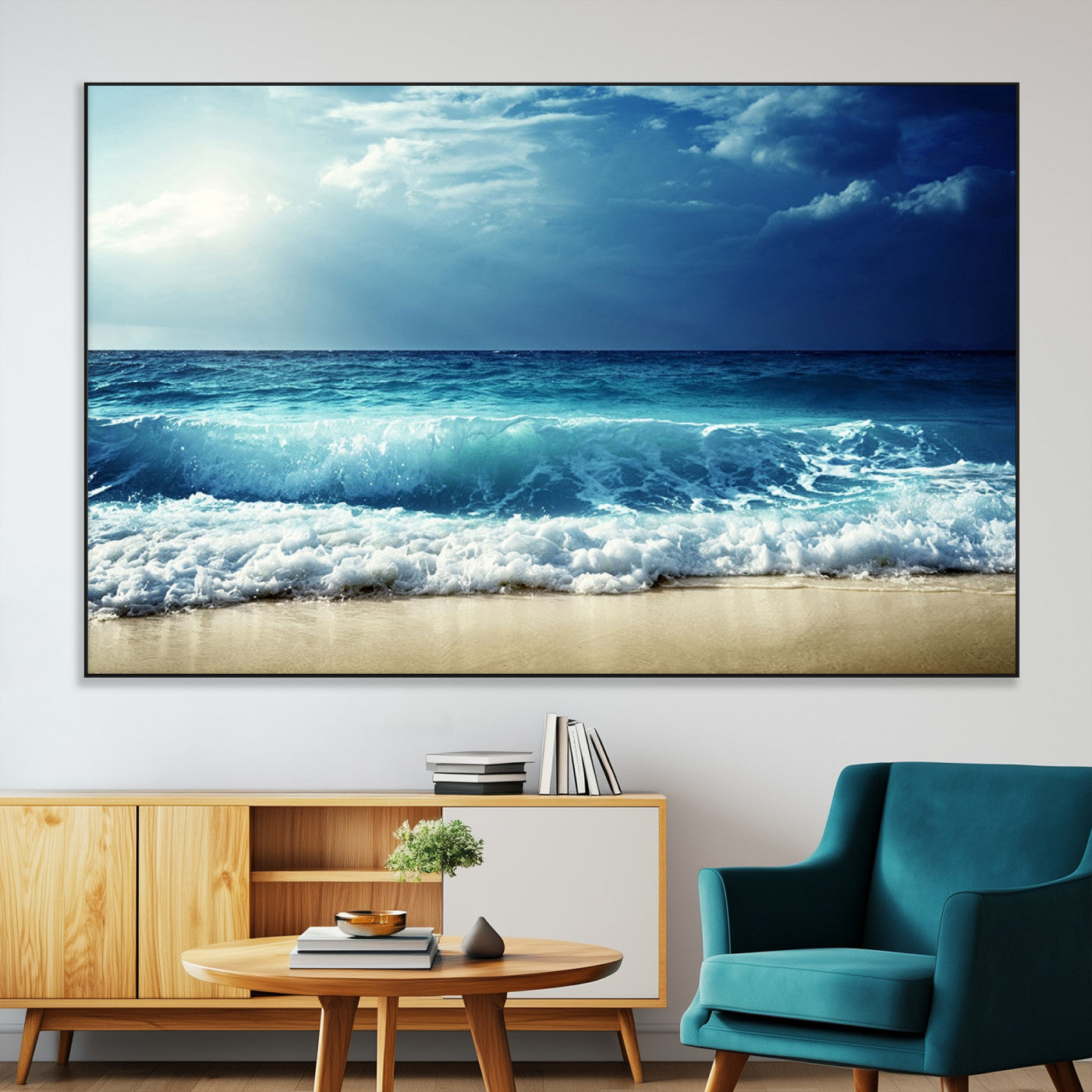 SEG-FC-51X34_Oversize - Majestic Ocean Wave Wall Art Canvas | 3 Panel Large Seascape Print for Living Room, Bedroom, Office
