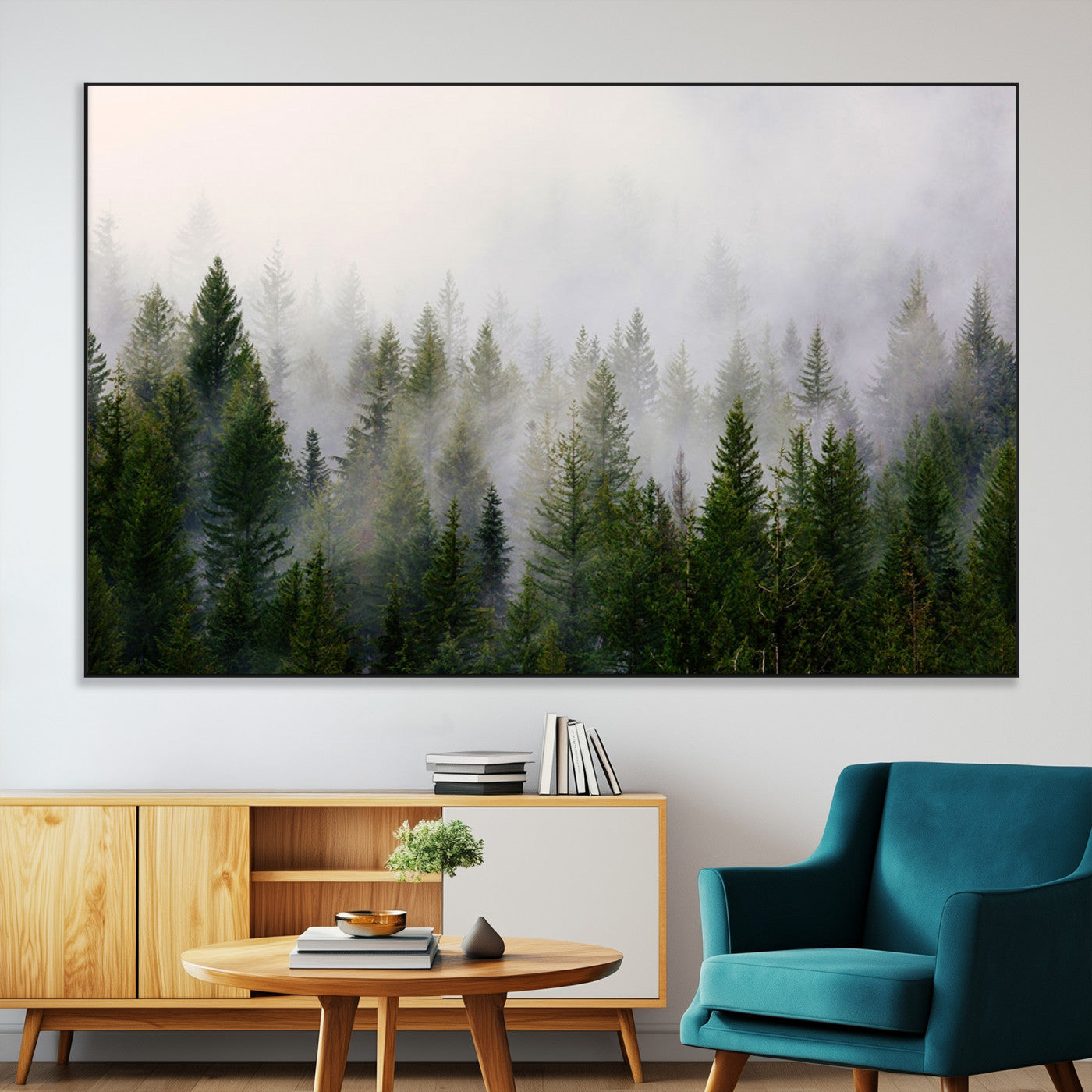 SEG-FC-51X34_Oversize - Forest Wall Art Canvas Print | Foggy Forest Wall Art | Pine Wood Forest Print