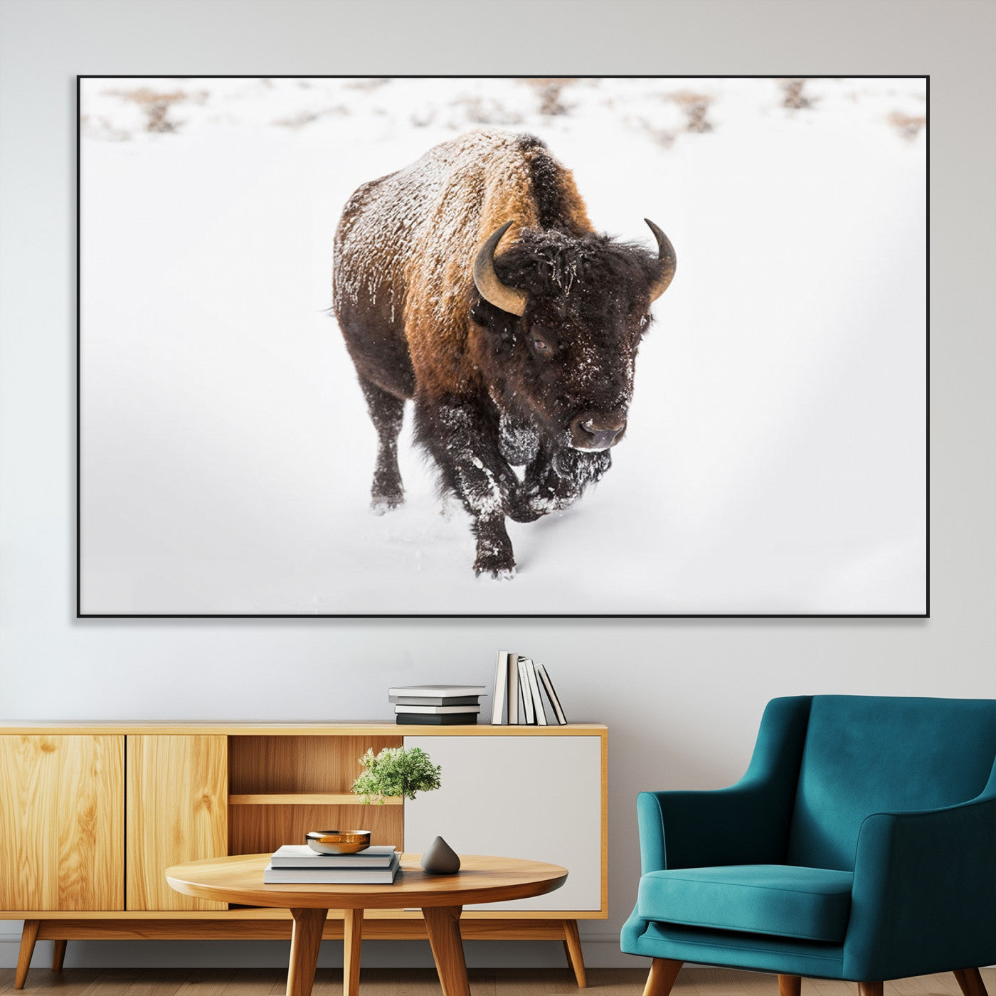 SEG-FC-51X34_Oversize - Bison Winter Wall Art Canvas Print For Farmhouse Decor