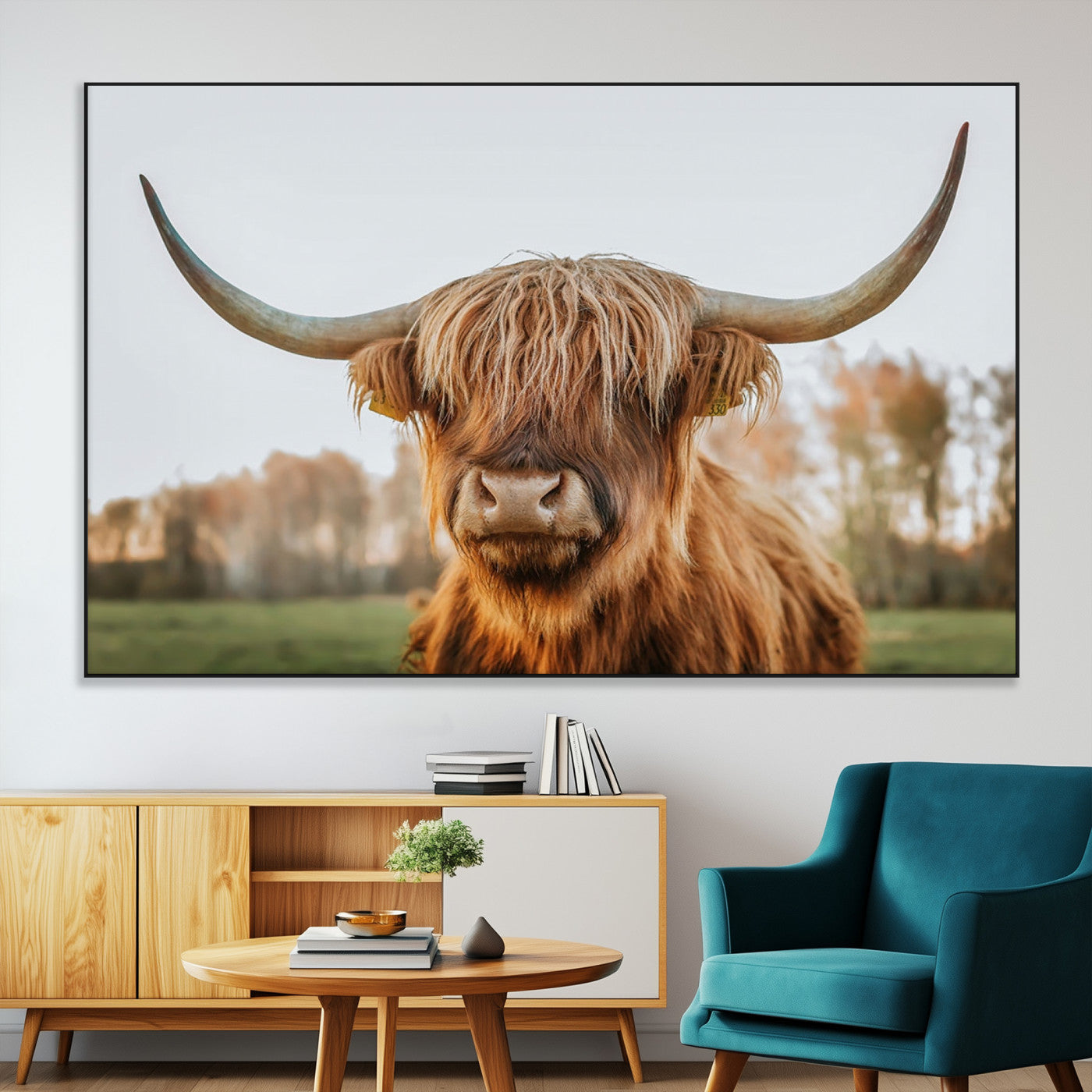SEG-FC-51X34_Oversize - Highland Cow Animal Scottish Cattle Art Print Farmhouse Wall Art Canvas Print