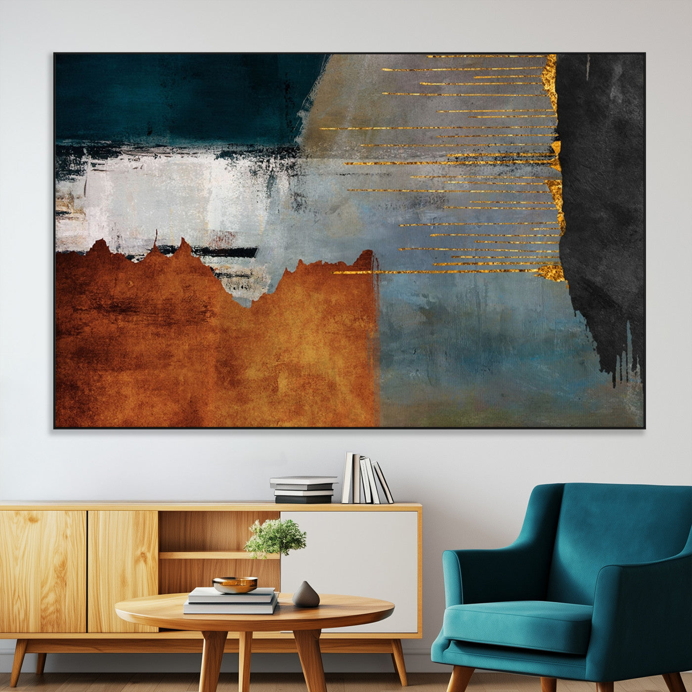 SEG-FC-51X34_Oversize - Modern Abstract Canvas Art Canvas Print - Framed and Ready to Hang Artwork for Contemporary Living