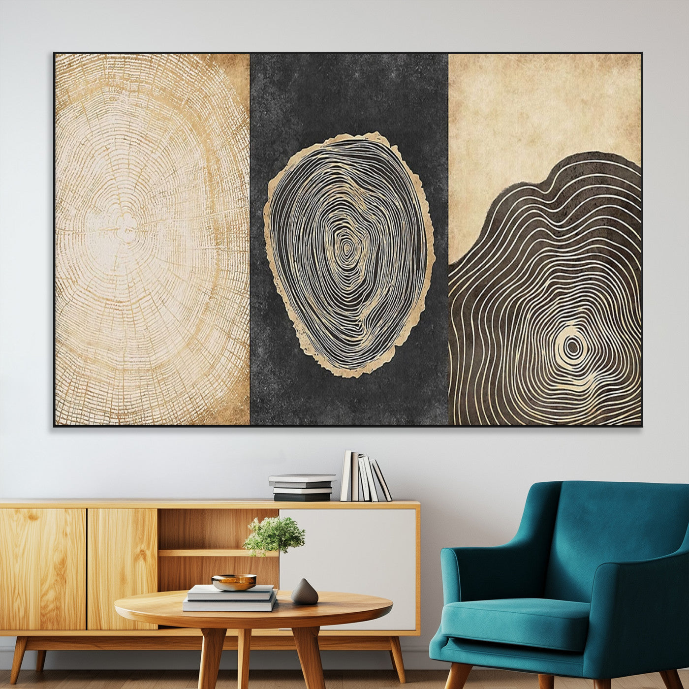 SEG-FC-51X34_Oversize - Tree Rings Canvas Wall Art Print – Minimalist Natural History in Modern Decor - Minimalist Boho Wall