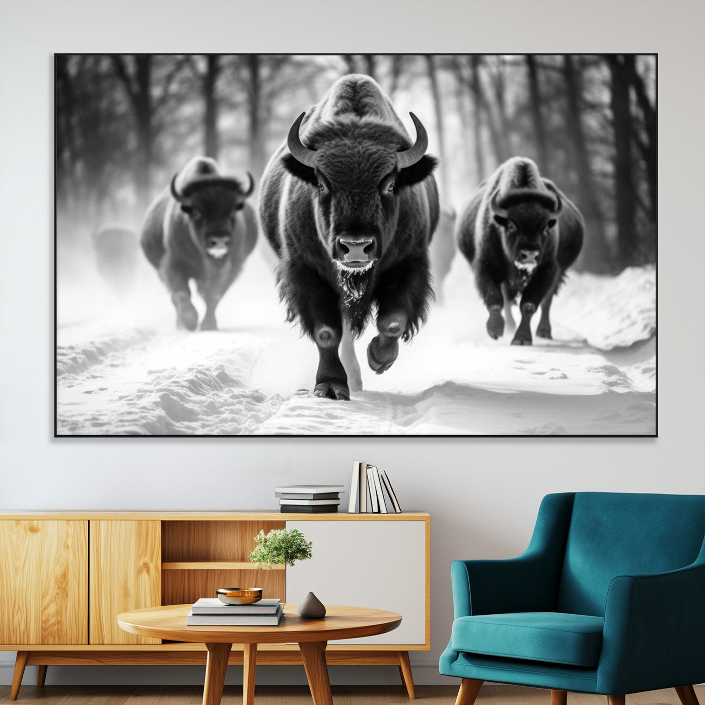 SEG-FC-51X34_Oversize - Buffalo Wall Art Canvas Print, Bison Family Wall Art Canvas Print
