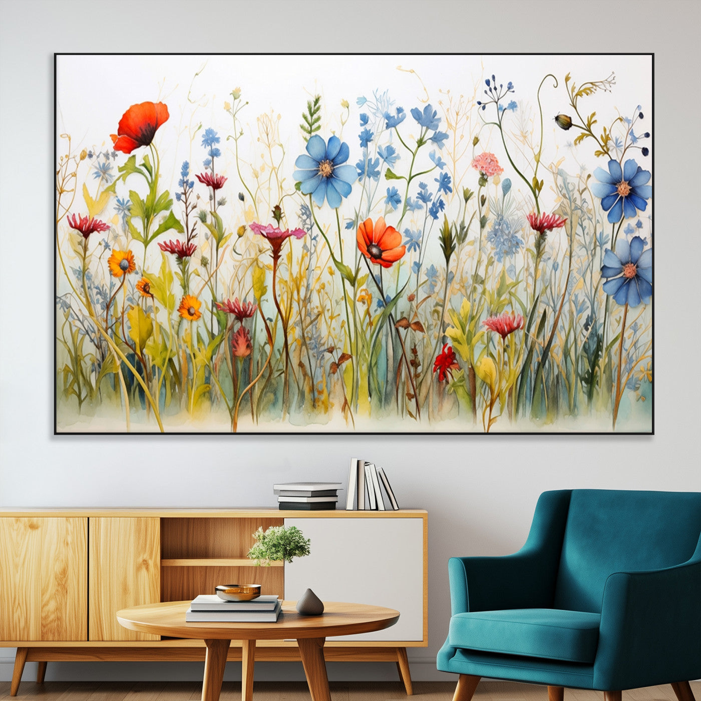 SEG-FC-51X34_Oversize - Colorful Wildflower Canvas Wall Art - Vibrant Floral Botanical Print, Bright Nature Decor for Living
