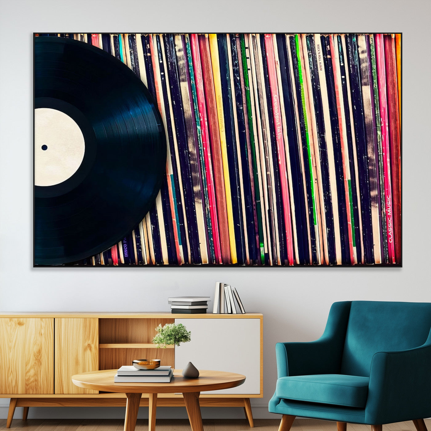 SEG-FC-51X34_Oversize - Vinyl Record and Album Collection Canvas Wall Art - Retro Music Decor, Vintage Vinyl, Vinyl Record