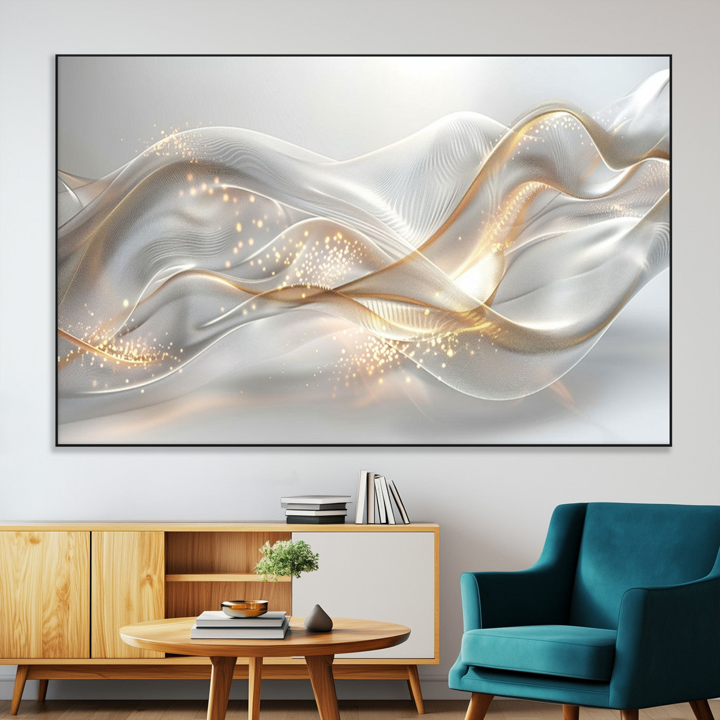 -Abstract art Grey and Gold Lines Wall Art