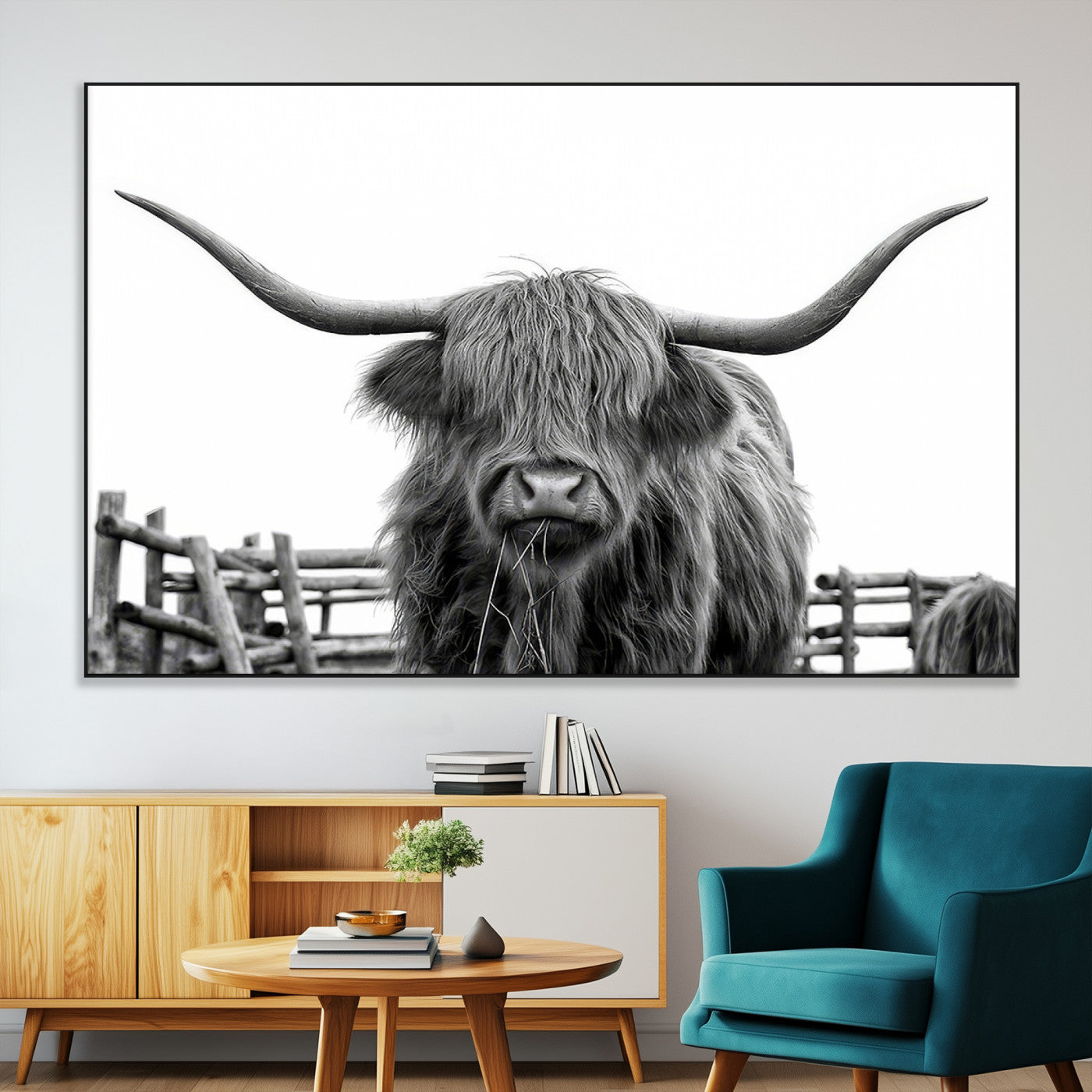 -Longhorn Canvas Print, Bighorn Cow Wall Art Canvas Print