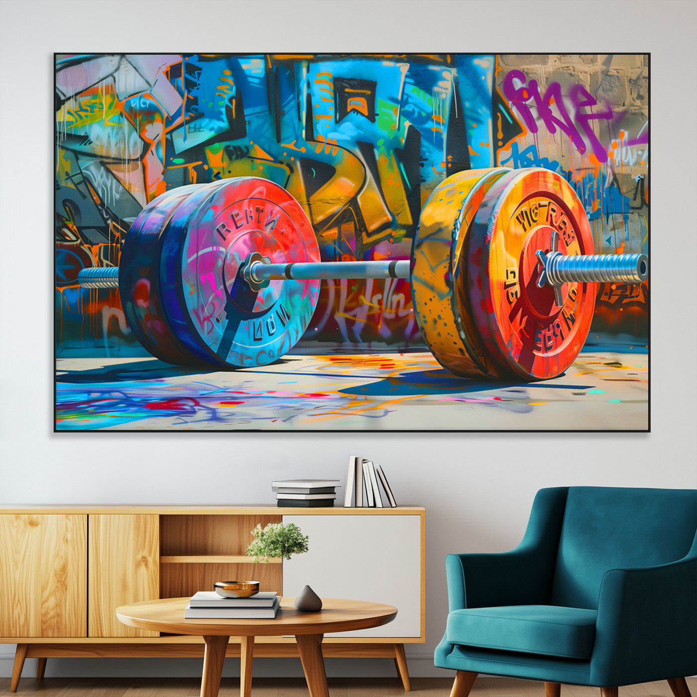 SEG-FC-51X34_Oversize - Fitness Gym Barbell Graffiti Wall Art Canvas Print