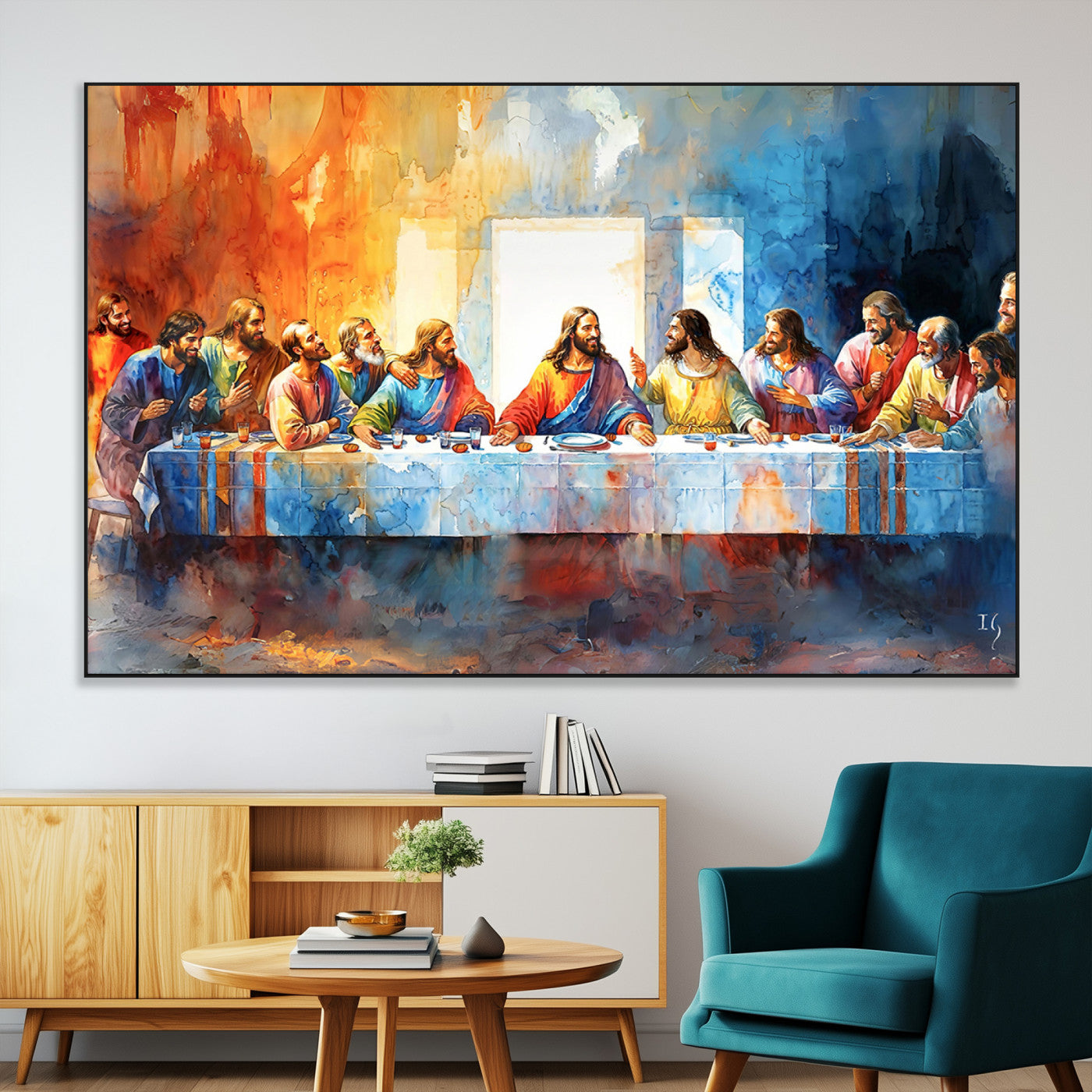 SEG-FC-51X34_Oversize - Abstract Watercolor The Last Supper Wall Art
