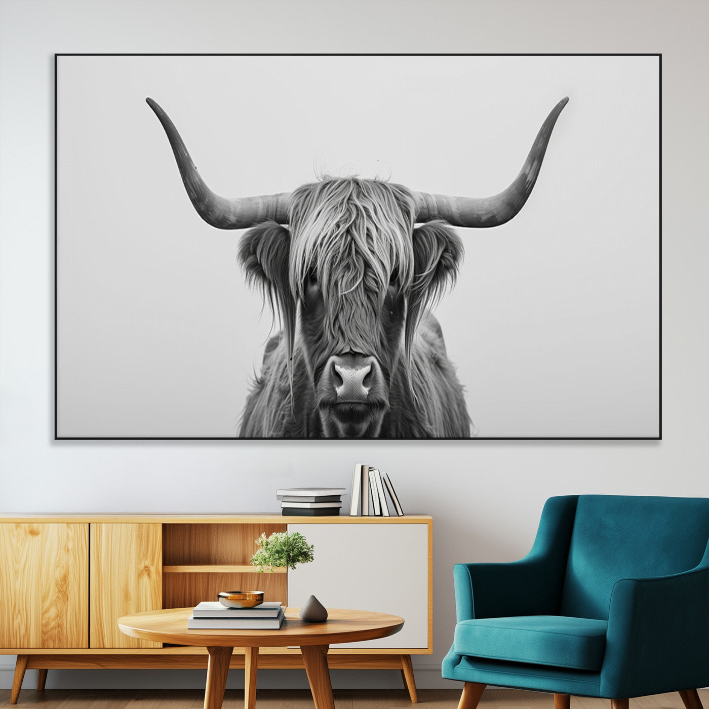 -Farmhouse Longhorn Wall Art Canvas Print, Longhorn Texas Wall Art Canvas Print