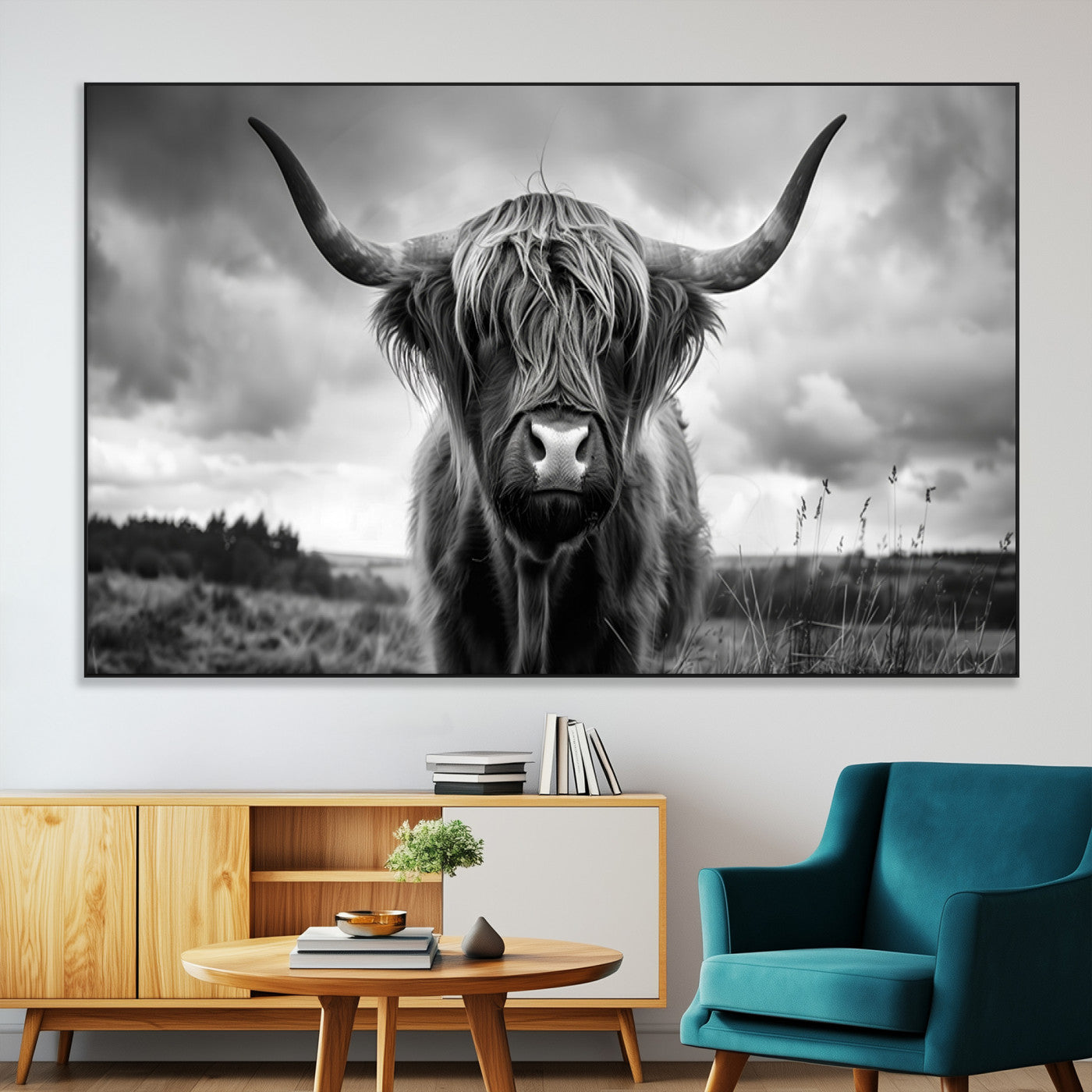 -Scottish Cow Wall Art Canvas Print | Longhorn Wall Art | Bighorn Animal Wall Art