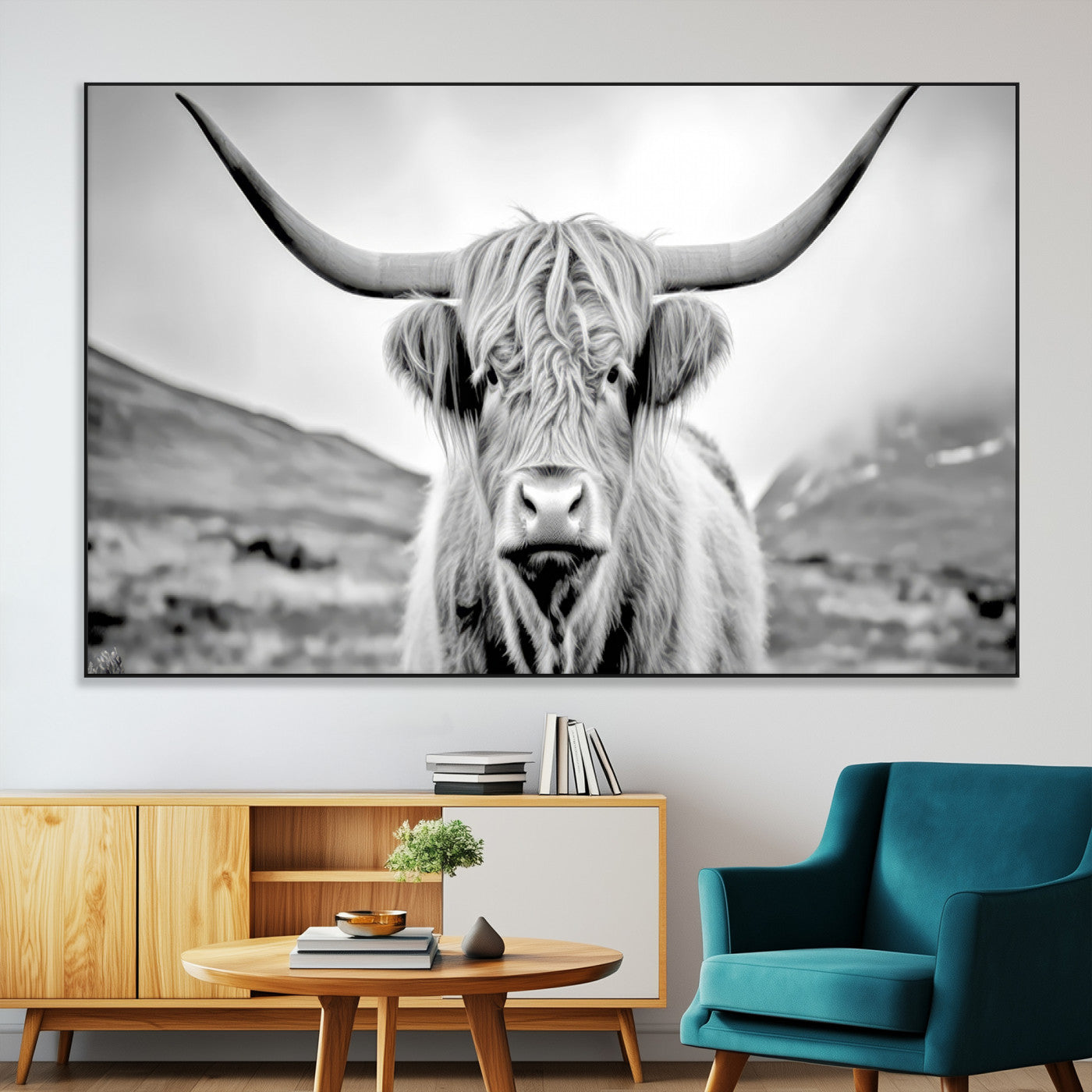 -Scottish Cow Wall Art Canvas Print