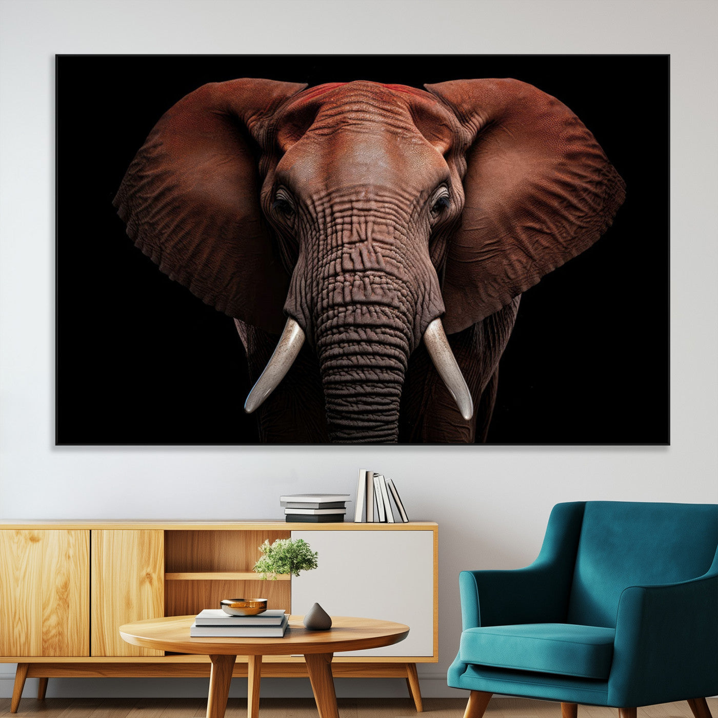 -Wild Elephant Wall Art Canvas Print, Africa Savannah Wild Animal Wall Decor Print