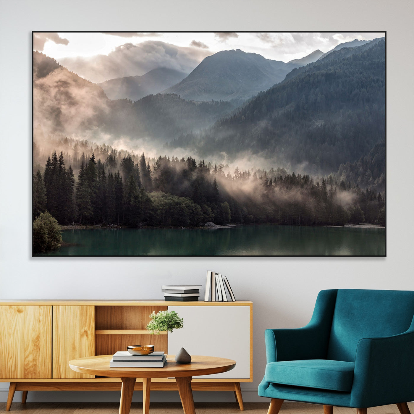 SEG-FC-51X34_Oversize - Foggy Mountain Canvas Print Forest Wall Art