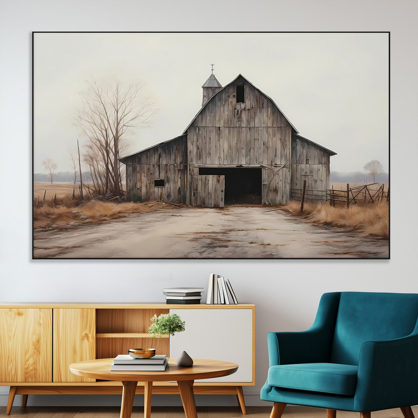 SEG-FC-51X34_Oversize - Farmhouse Rustic Barn Wall Art Canvas Print – Framed and Ready to Hang – Perfect Addition to