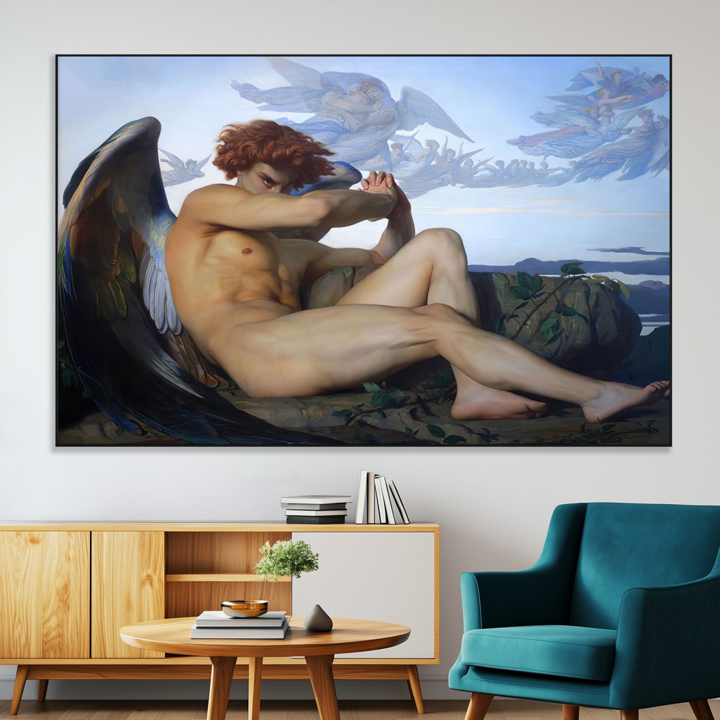 -Fallen Angel Wall Art Canvas Print – Classic Art, Framed, Ready to Hang - Alexandre Cabanel