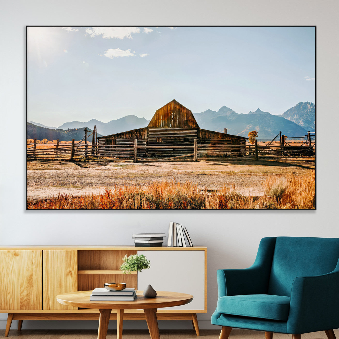 SEG-FC-51X34_Oversize - Vintage Old Barn Field Wall Art Canvas Print for Farmhouse Decor - Rustic Barn Wall Art Canvas Print