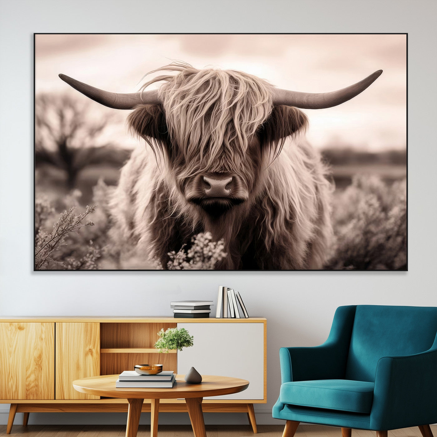 SEG-FC-51X34_Oversize - Scottish Cow Longhorn Wall Art Canvas Print