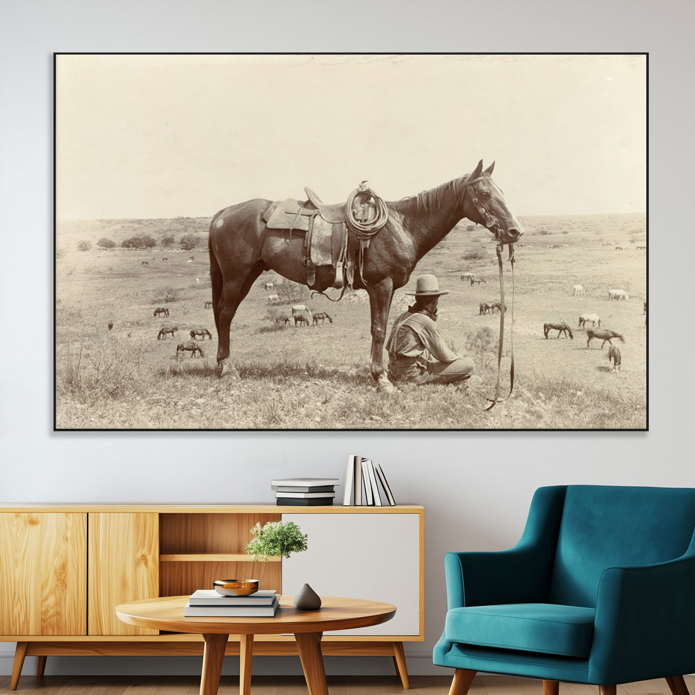 SEG-FC-51X34_Oversize - Cowboy Wall Art - Western Horse Canvas Print - Vintage Western Wall Art Canvas Print, Ready to Hang
