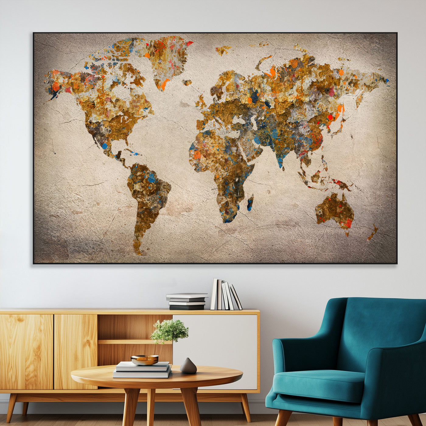 SEG-FC-51X34_Oversize - Push Pin World Map Canvas Print – Framed Wall Art for Couples to Track Their Travels – Anniversary