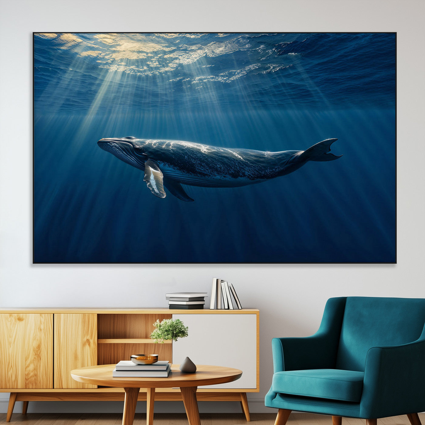 -Whale under Ocean Wall Art Canvas Print
