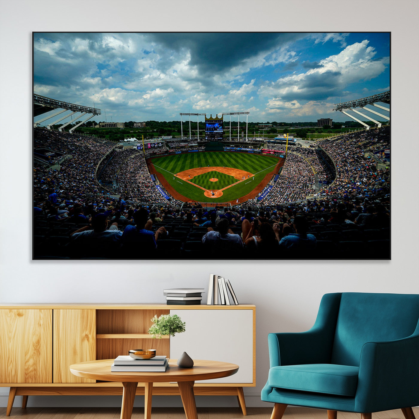 SEG-FC-51X34_Oversize - 3-Panel Kauffman Stadium Wall Art Print | Large Kansas City Royals Baseball Canvas Print for Sports