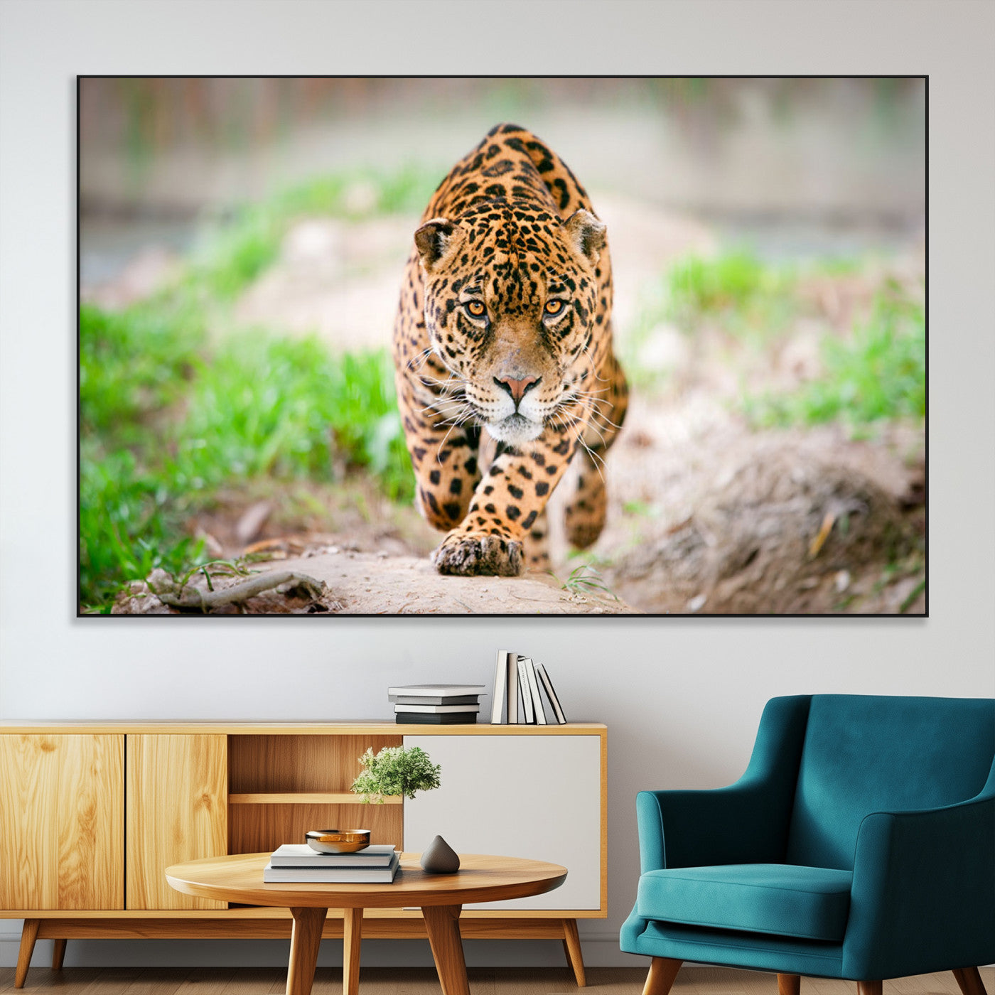 -Leopard on the Prowl - Stunning Large Framed Leopard Wall Art Canvas Wall Art for Living Room,