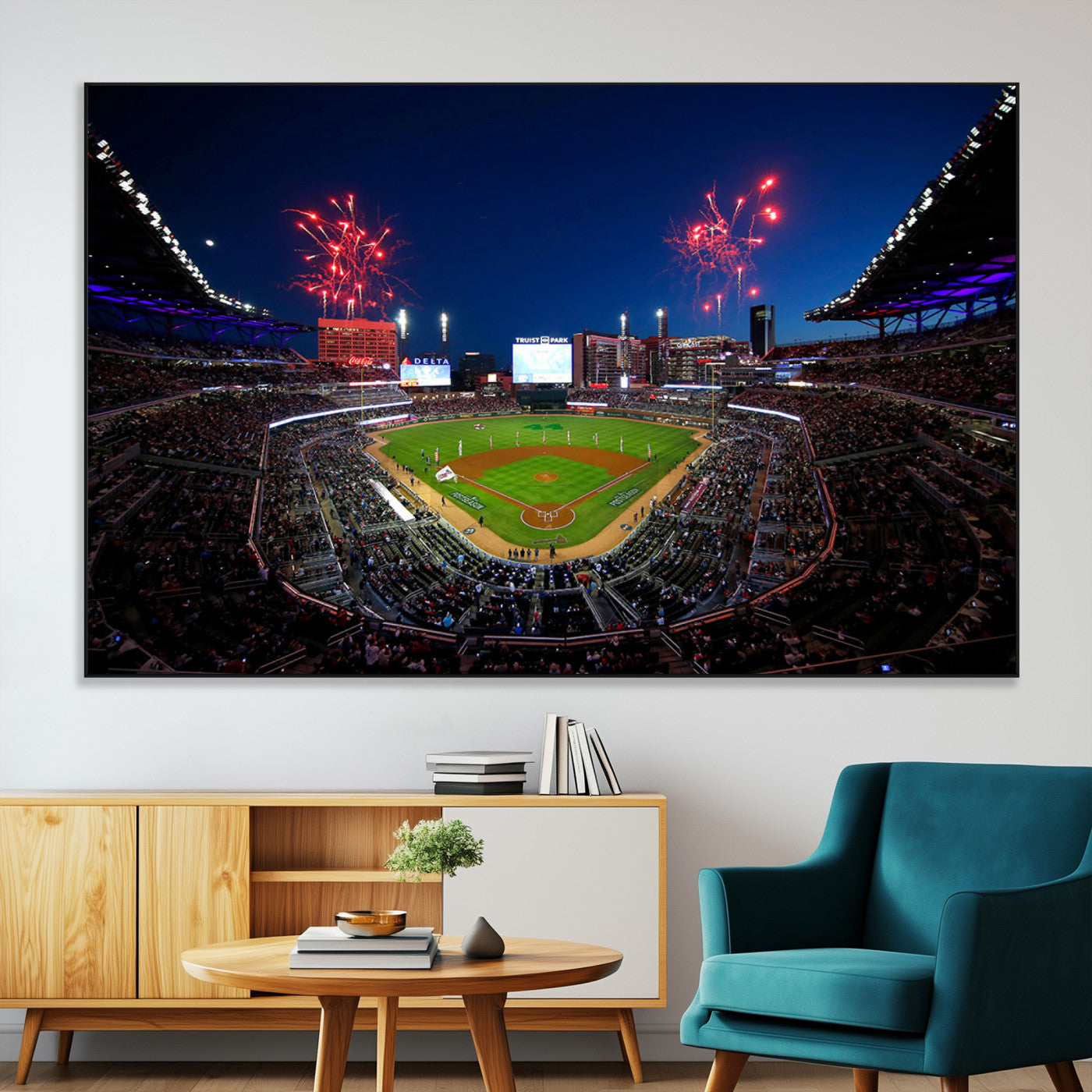 SEG-FC-51X34_Oversize - Truist Park Atlanta Braves Baseball Stadium Wall Art Print | Large 3-Panel Canvas Print for Sports