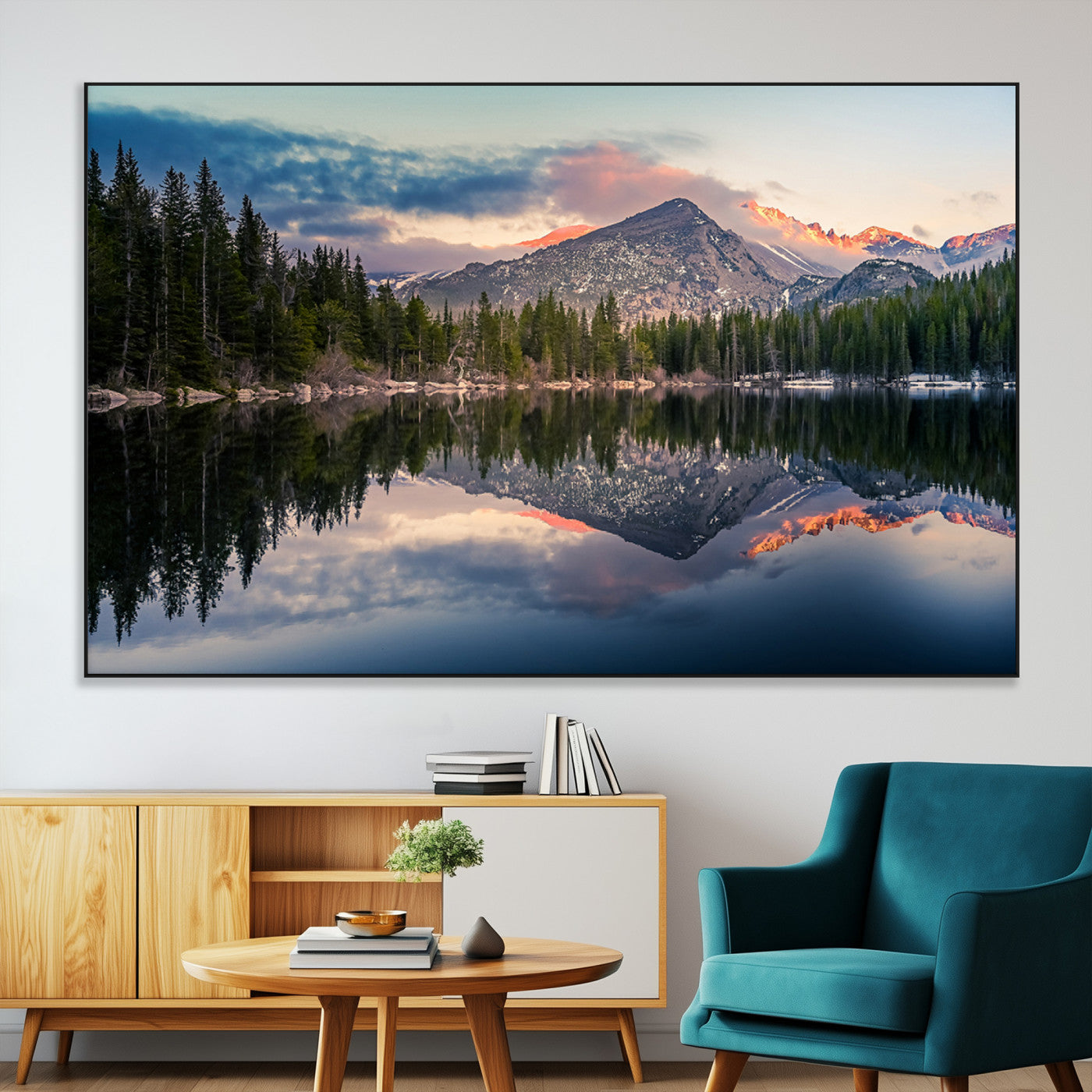SEG-FC-51X34_Oversize - Bear Lake Reflection at Rocky Mountain National Park Wall Art Canvas Print, Scenic Mountain Landscape Canvas Print Set | Mountain Lake Wall Art Print