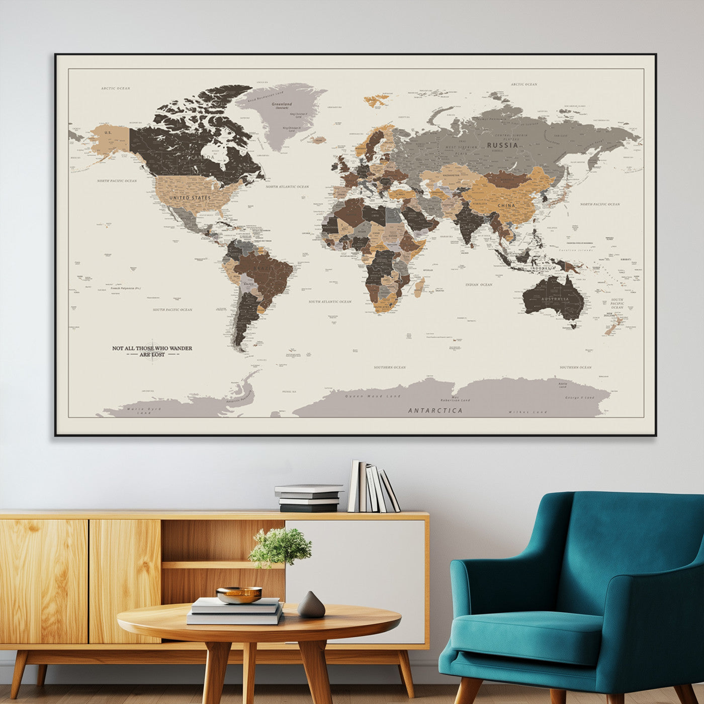 SEG-FC-51X34_Oversize - Push Pin World Map Canvas Print – Framed Wall Art for Couples to Track Their Travels – Anniversary